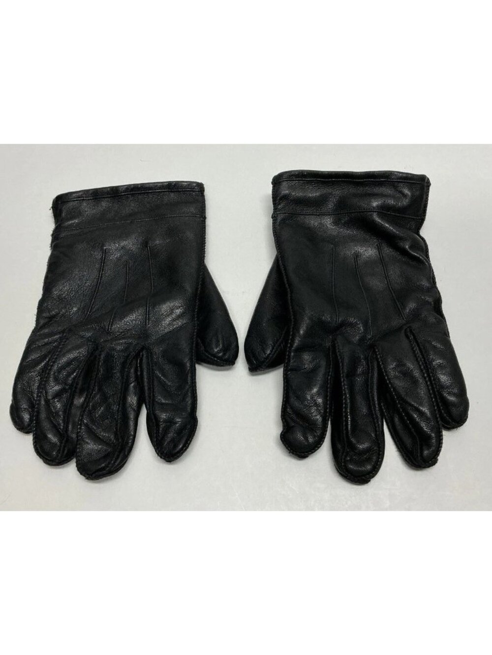 Men's Black Leather Gloves Sz Medium Genuine Leather Fleece Lined Winter Snow